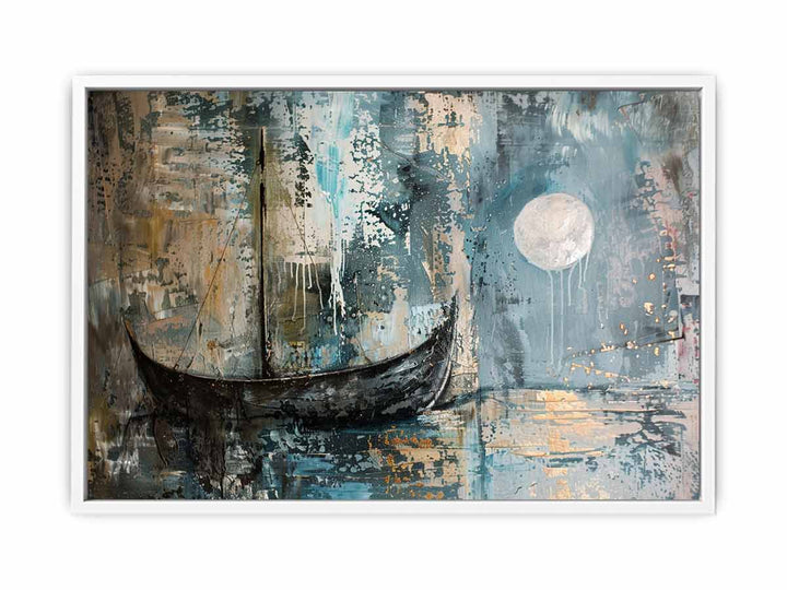 Antique  Boat in Moonlight Painting