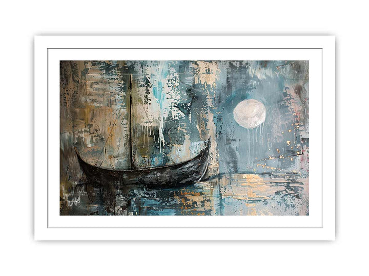 Antique  Boat in Moonlight framed Print