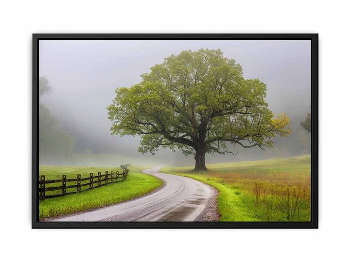 Foggy Road Art canvas Print