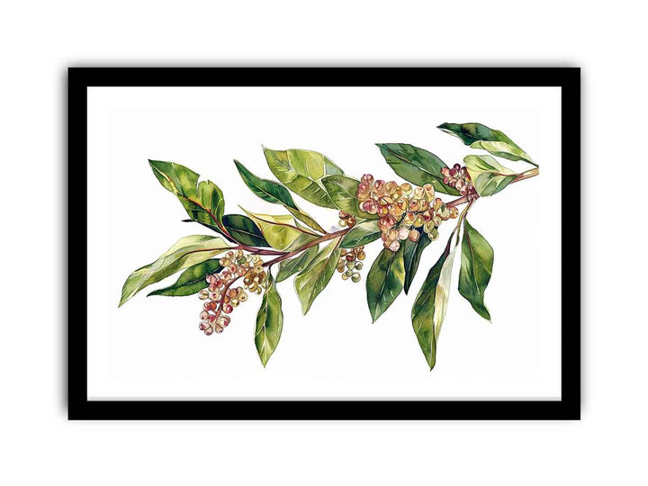 Watercolor Leaves & flowers framed Print