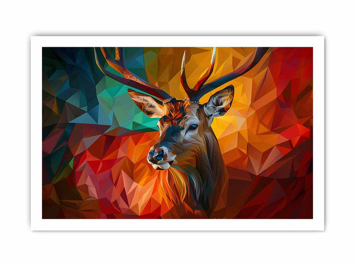 3D Abstract Stag framed Print