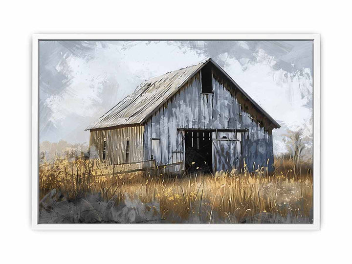 White Barn Art Painting