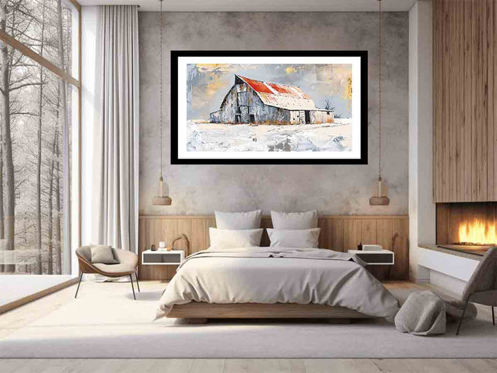 white barn Art Print