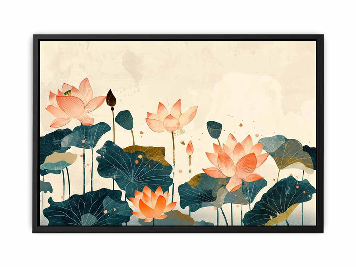 Watercolor lotus Art canvas Print