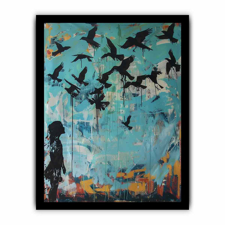 Graffiti Birds framed Print