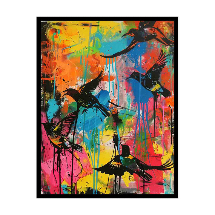 Graffiti Birds Flying canvas Print