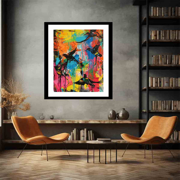 Graffiti Birds Flying Art Print