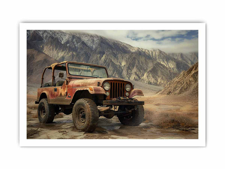 Vinatge Jeep  Painting framed Print