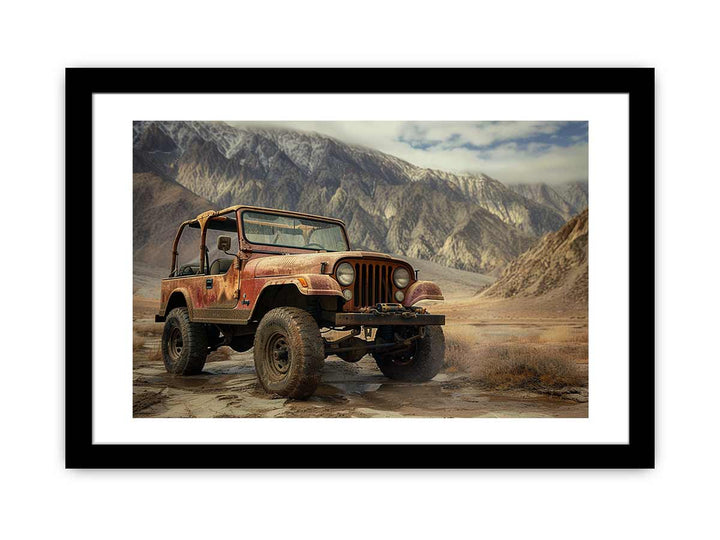 Vinatge Jeep  Painting framed Print