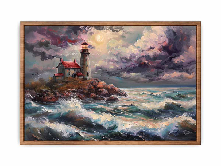 Rocky Shore Lighthouse Art  Painting