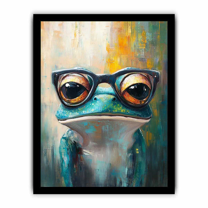 Frog with Galsses Canvas Painting 