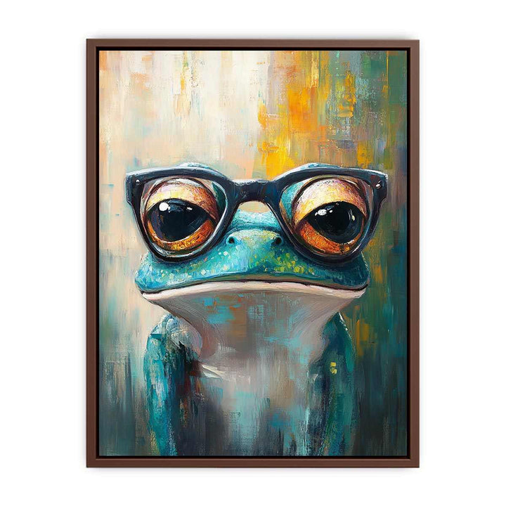 Frog with Galsses Canvas Painting 