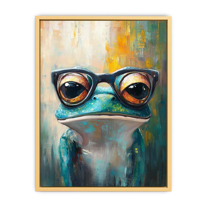 Frog with Galsses Canvas Painting 