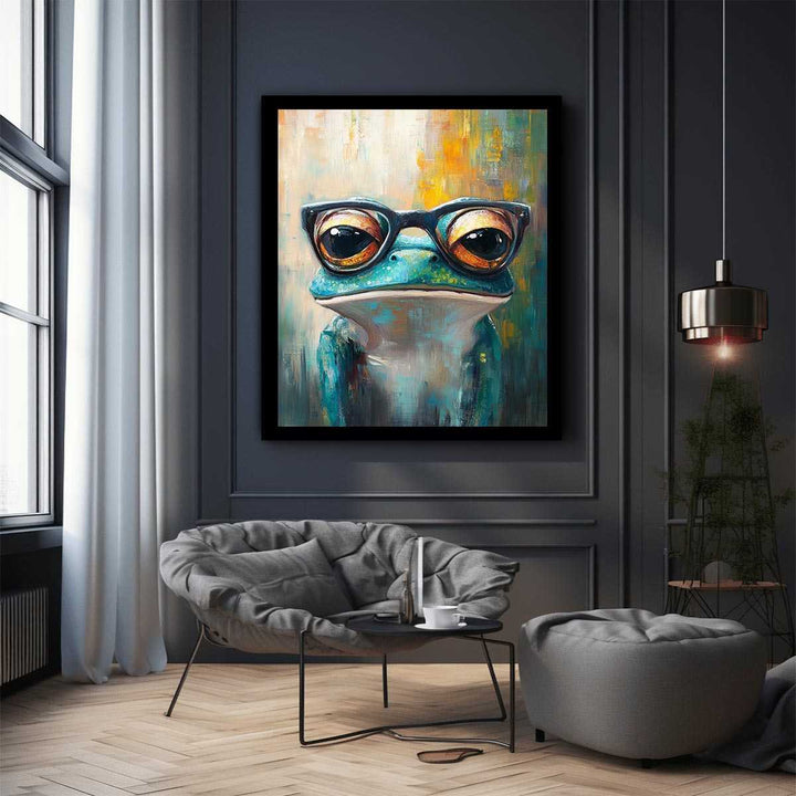 Frog with Galsses Canvas Painting 