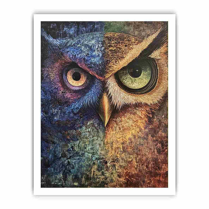 Two Tone Owl Canvas Painting 