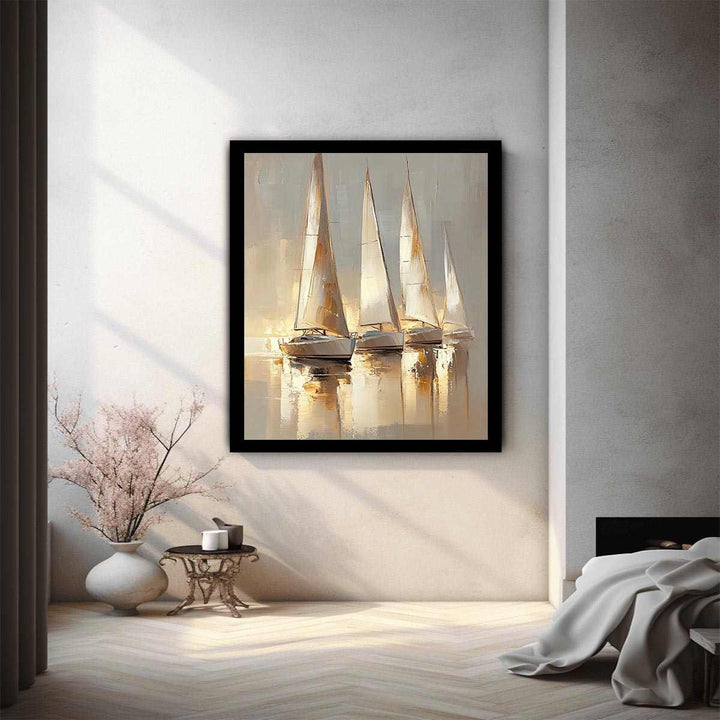 Golden Yacht Painting 