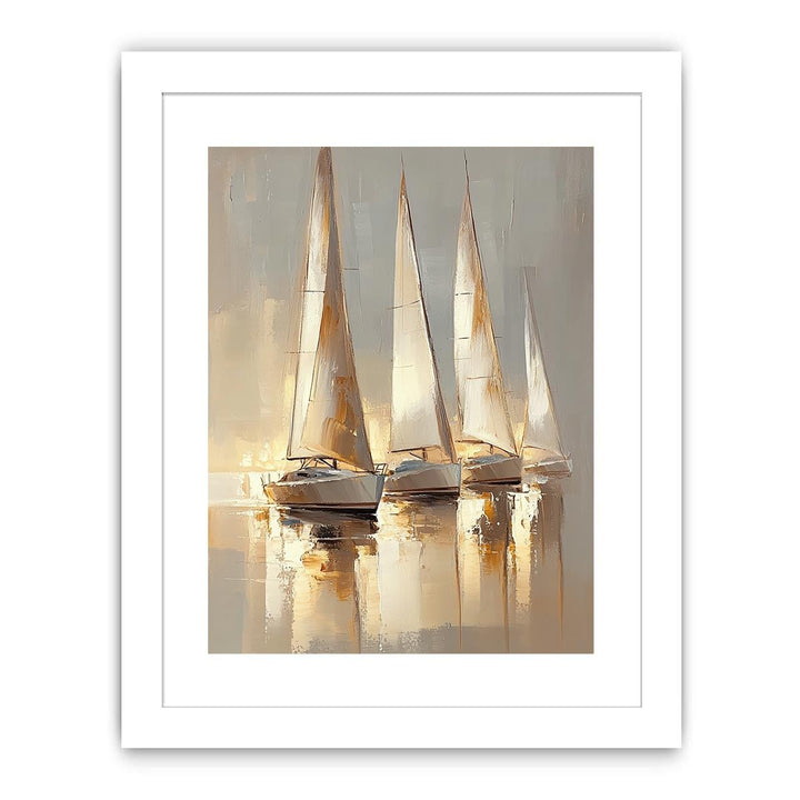 Golden Yacht Canvas Painting 