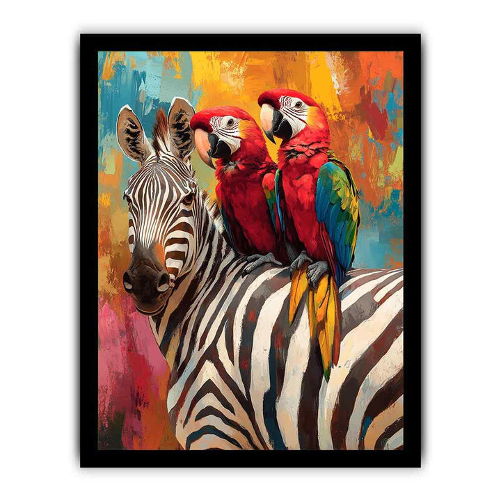 Colorful Macaws Canvas Painting 