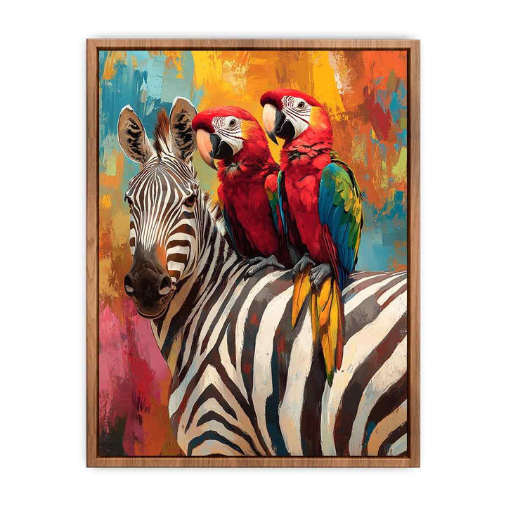 Colorful Macaws Canvas Painting 