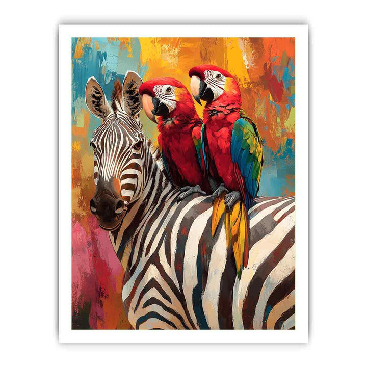 Colorful Macaws Canvas Painting 