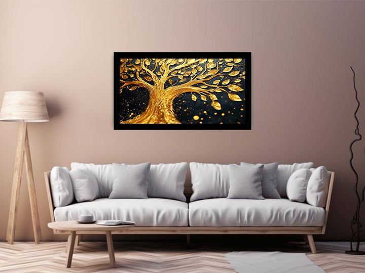 Gold Leaves Canvas Painting 