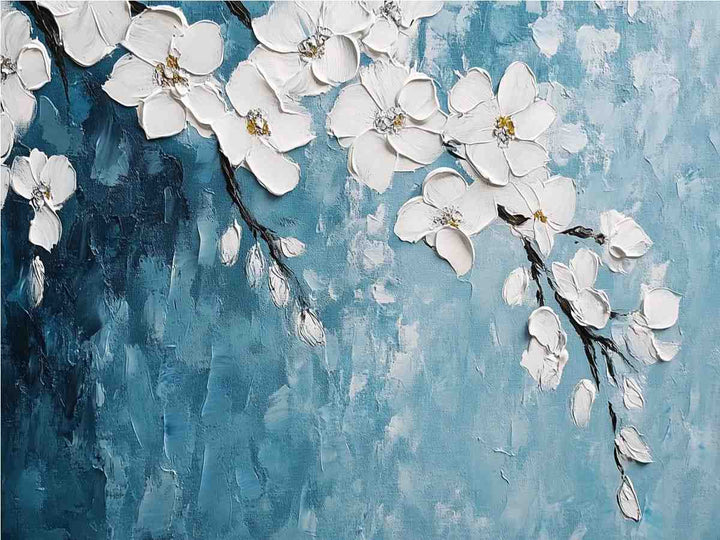 White Flowers Canvas Painting 