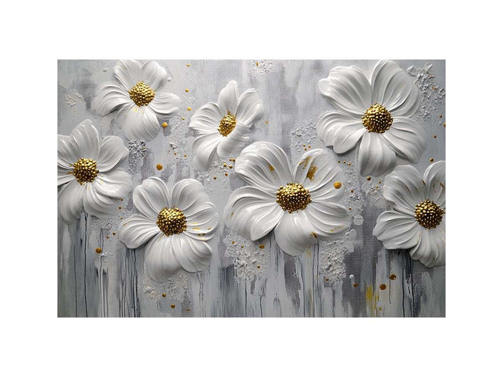 White Flowers Oil Painting