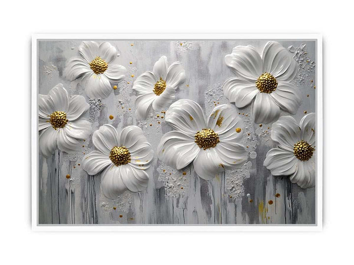 White Flowers Canvas Painting 