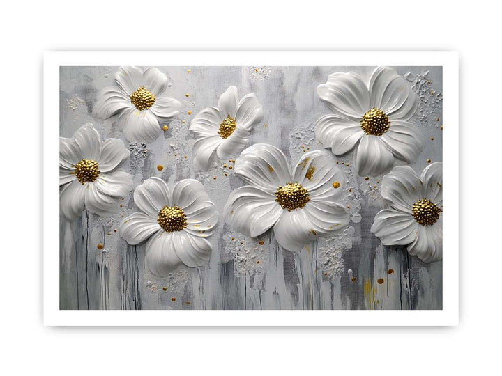 White Flowers Canvas Painting 