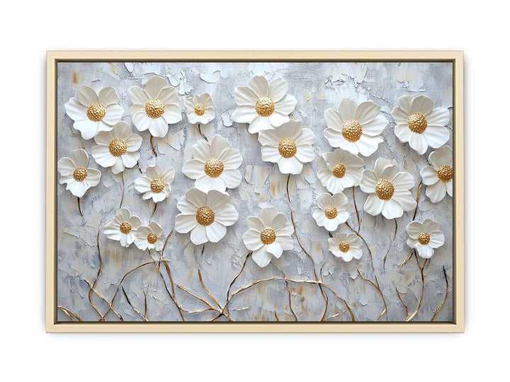 White Flowers Canvas Painting 