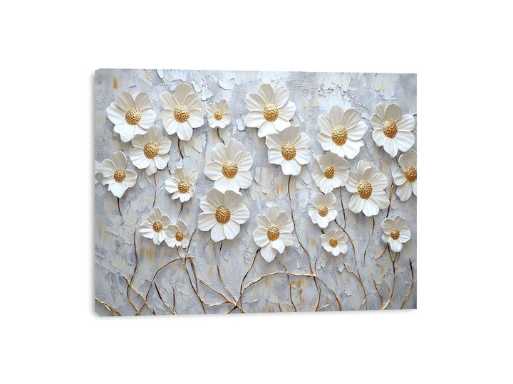 White Flowers Canvas Painting 