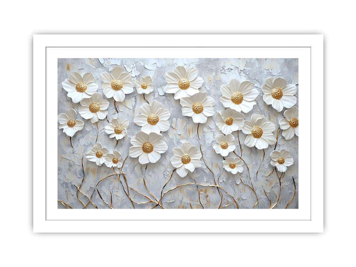 White Flowers Canvas Painting 