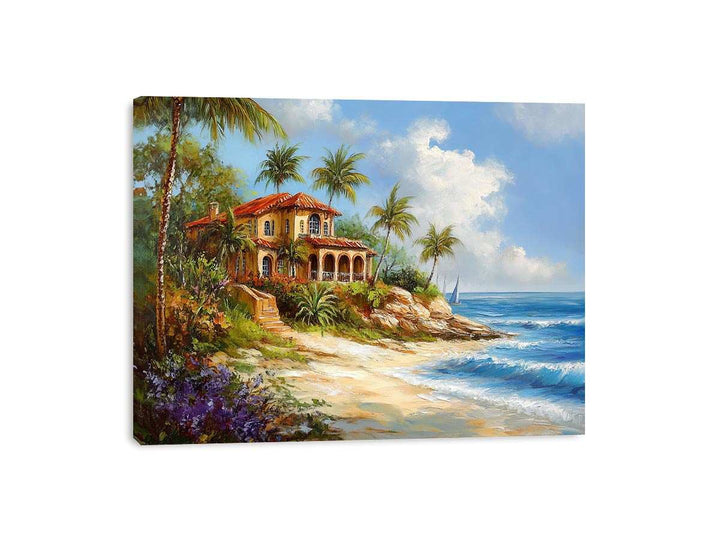 Coastal Home Canvas Painting 