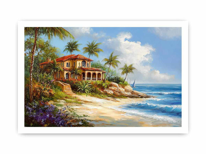 Coastal Home Canvas Painting 