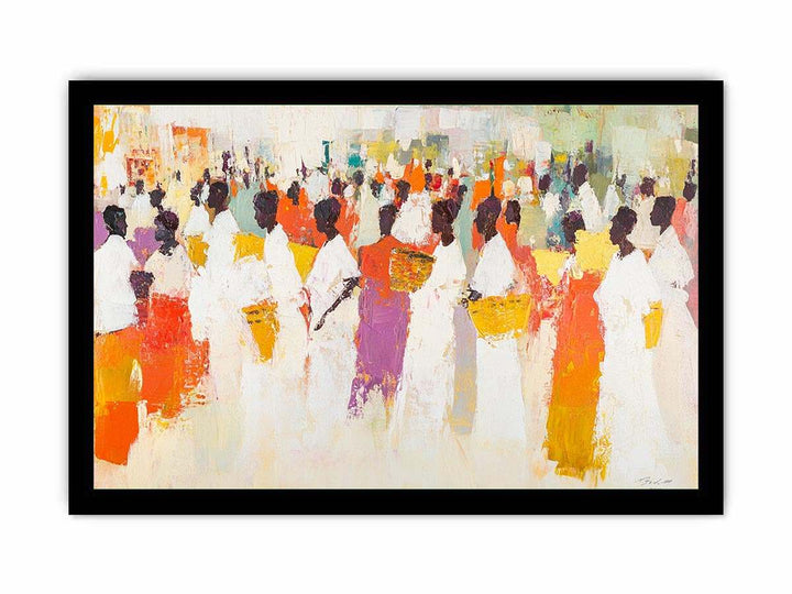 African Villlage Canvas Painting 