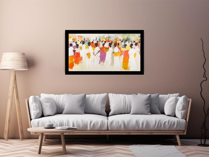 African Villlage Canvas Painting 