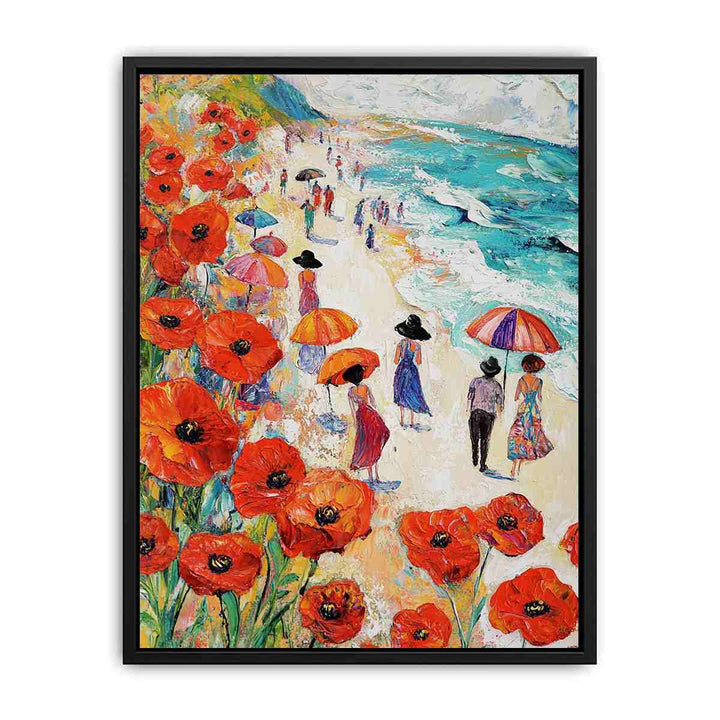 Poppies On The Beach Canvas Painting 