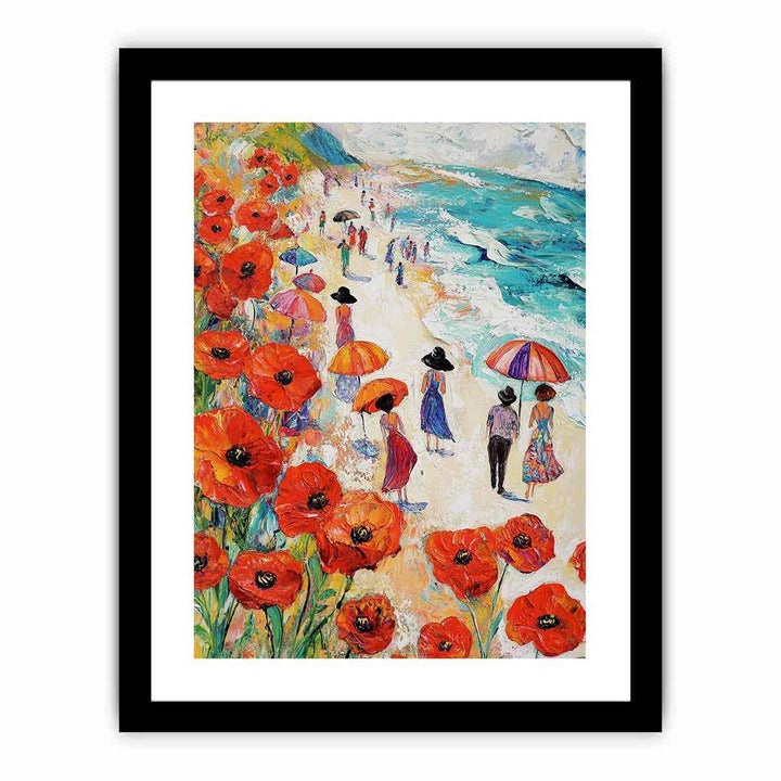 Poppies On The Beach Canvas Painting 