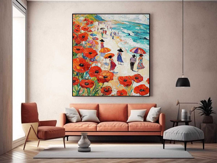 Poppies On The Beach Painting 