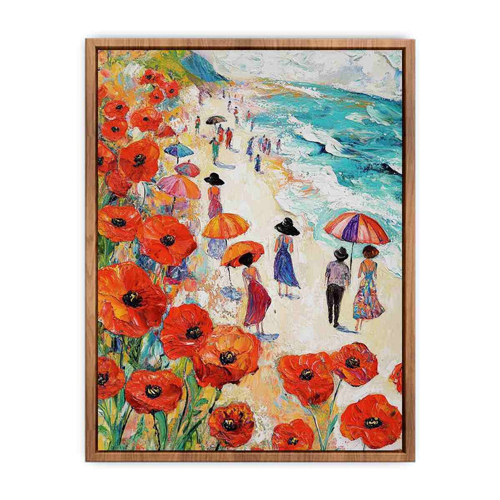 Poppies On The Beach Canvas Painting 