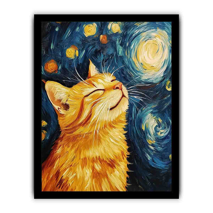 Van Gogh Cat Canvas Painting 