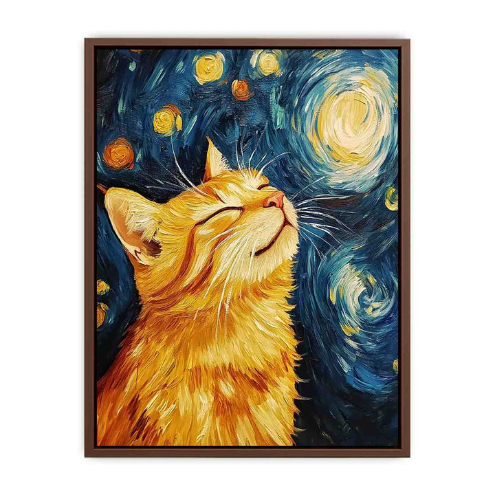 Van Gogh Cat Canvas Painting 