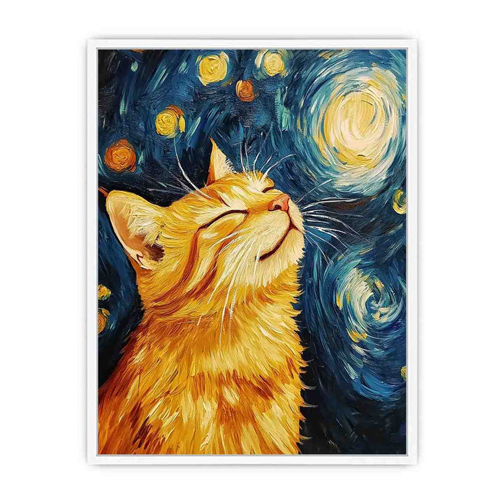 Van Gogh Cat Canvas Painting 