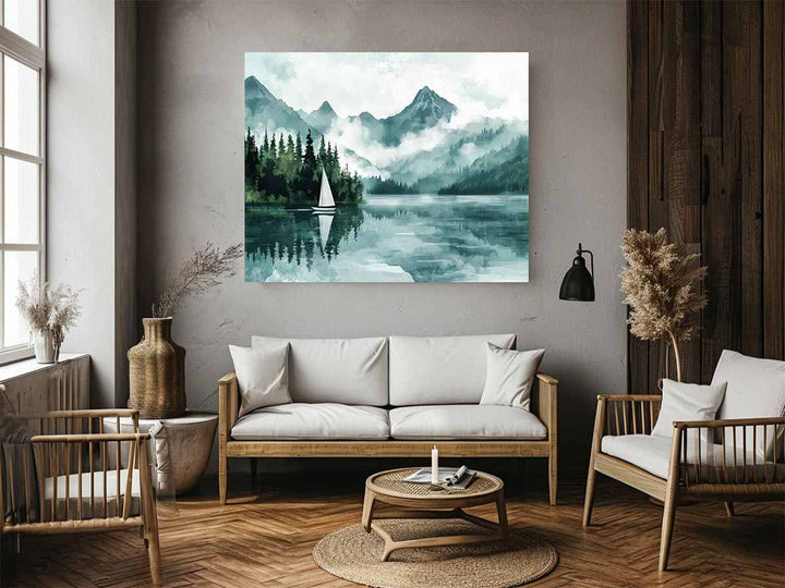 Vintage Lake Painting 