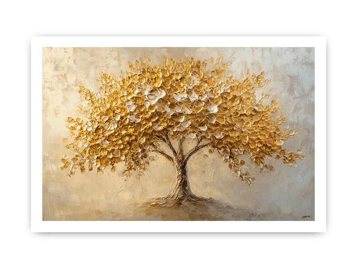 Golden Tree Canvas Painting 