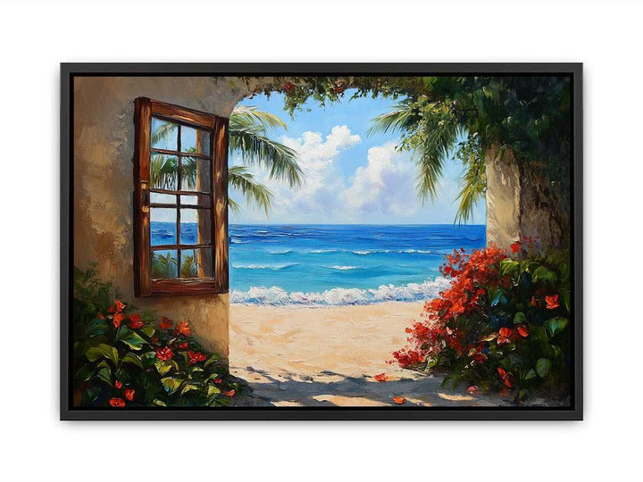 Beach Window Canvas Painting 