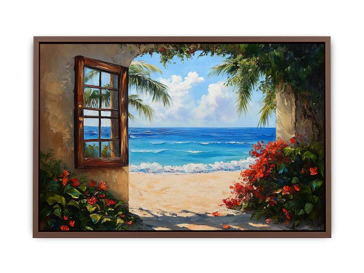 Beach Window Canvas Painting 