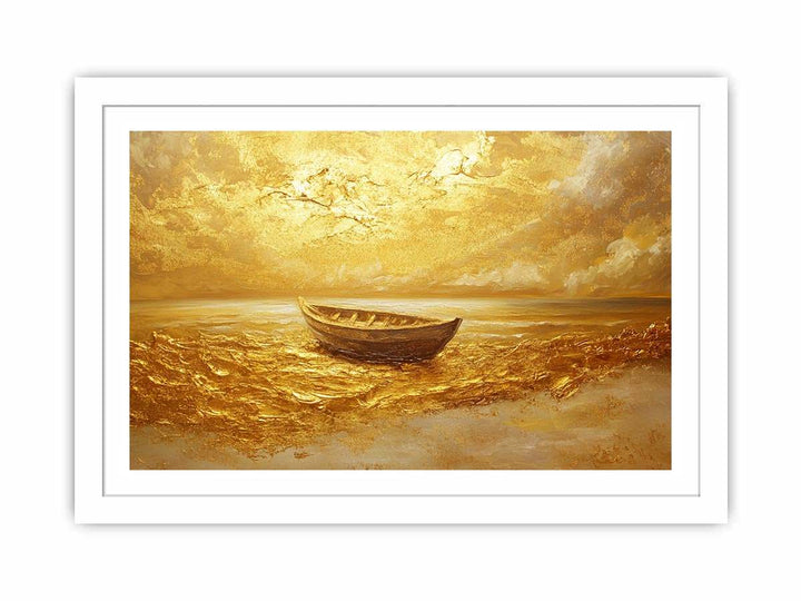 Gold Boat Canvas Painting 