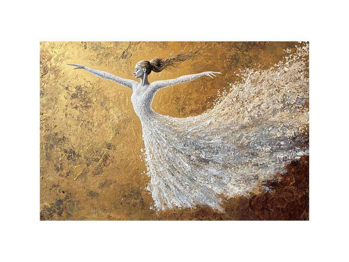 White Ballerina Oil Painting 