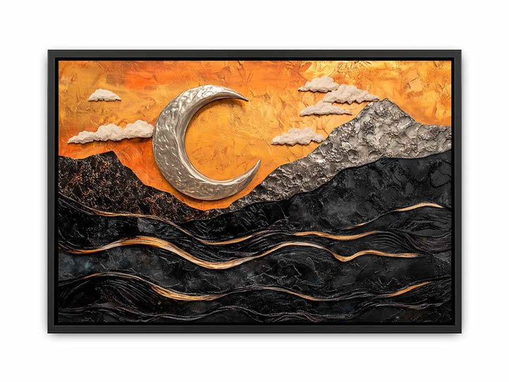 Golden Moon Canvas Painting 